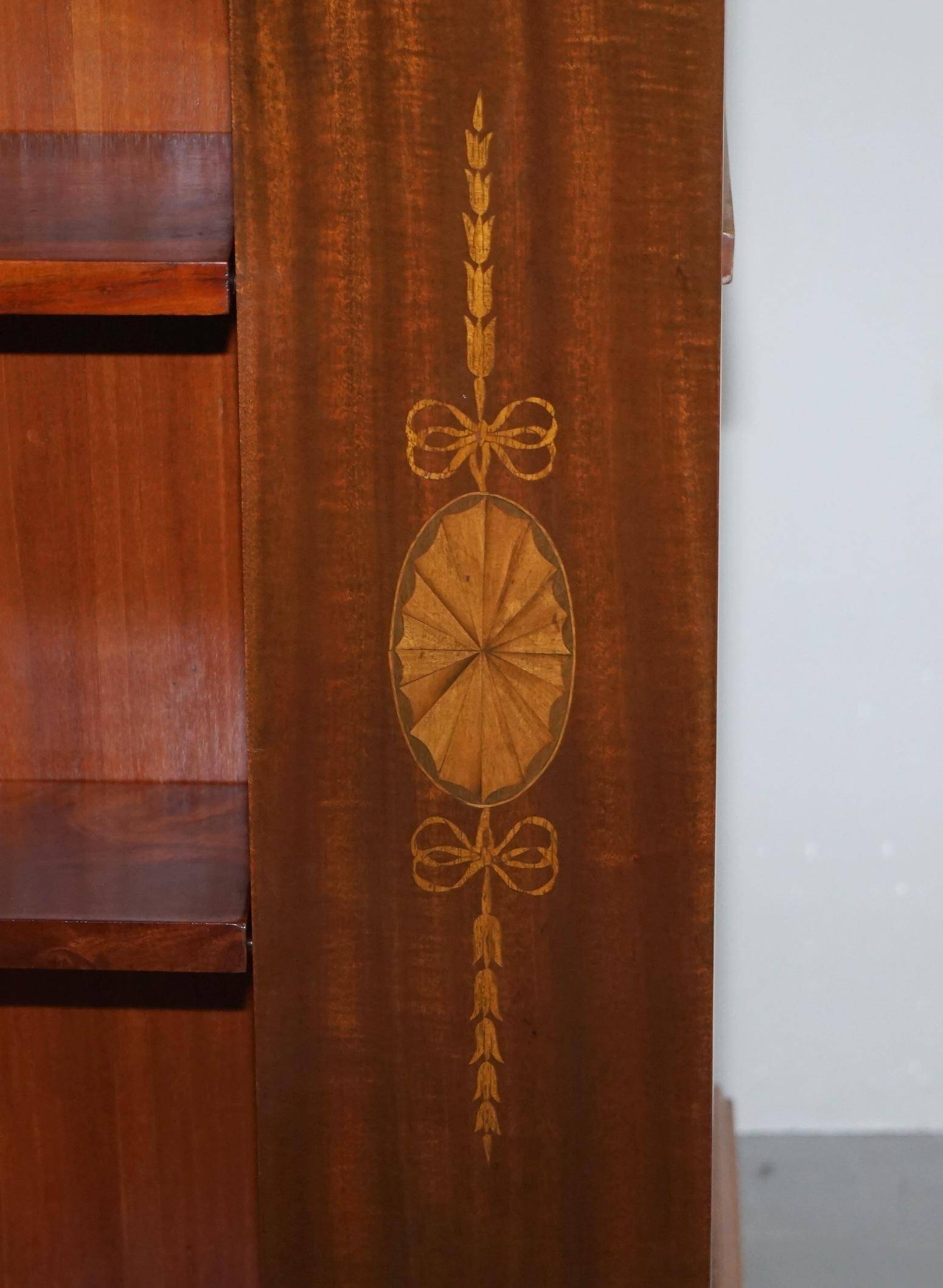 Edwardian burr walnut revolving bookcase with Sheraton inlays circa 1900