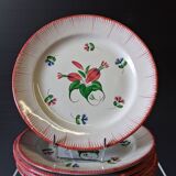 6 antique flat plates in earthenware in good condition.