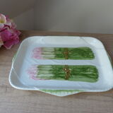 Antique asparagus dish - vintage slurry ceramic