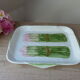 Antique asparagus dish - vintage slurry ceramic