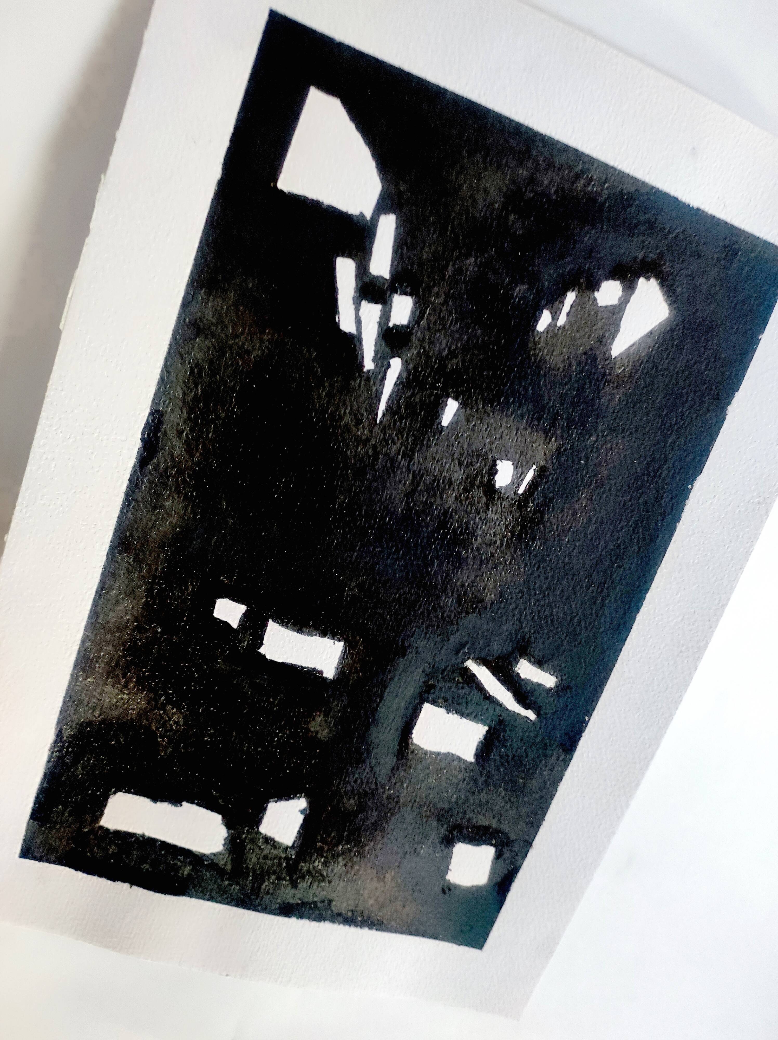 Black abstract painting