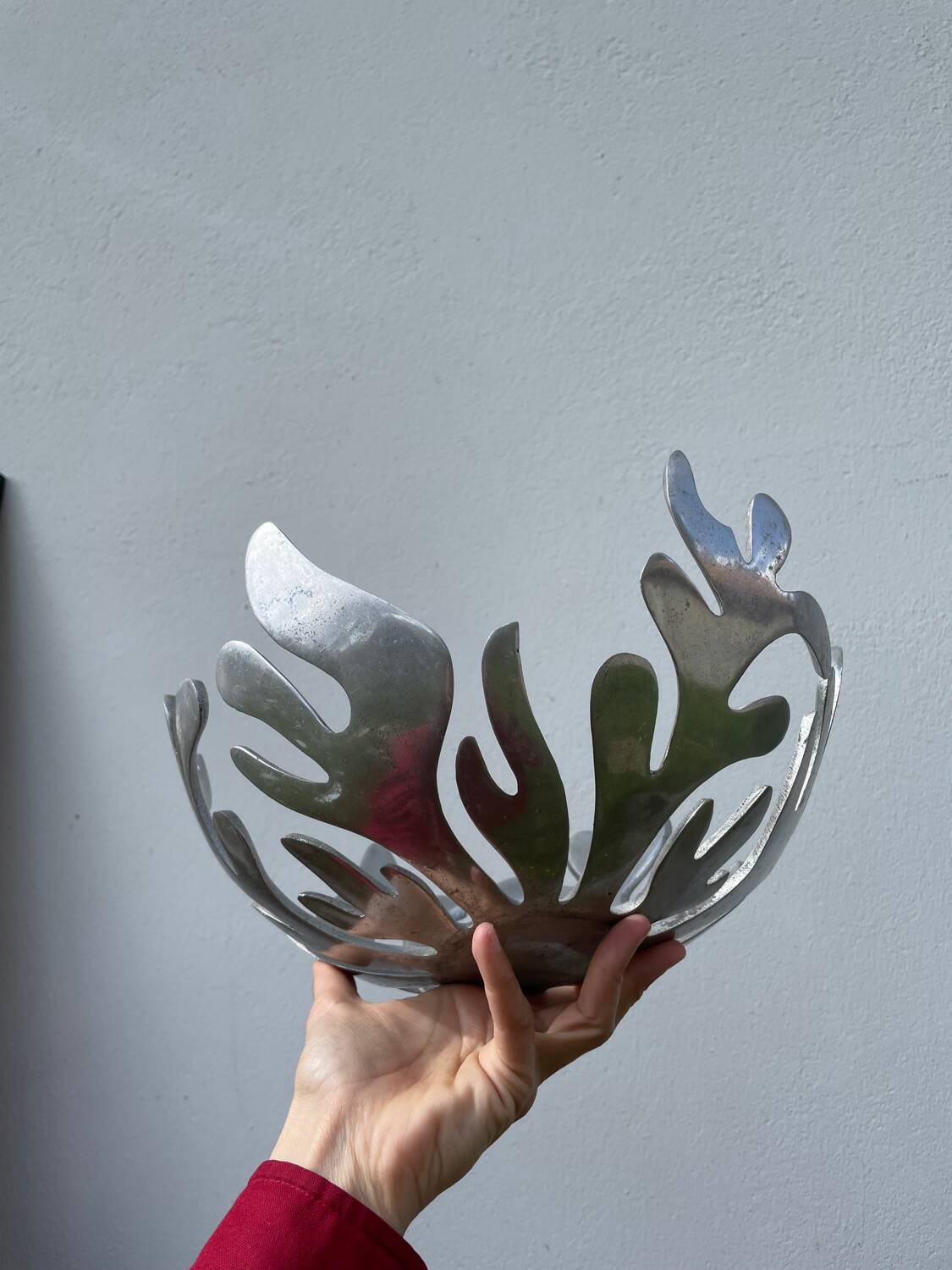 Designer metal fruit bowl