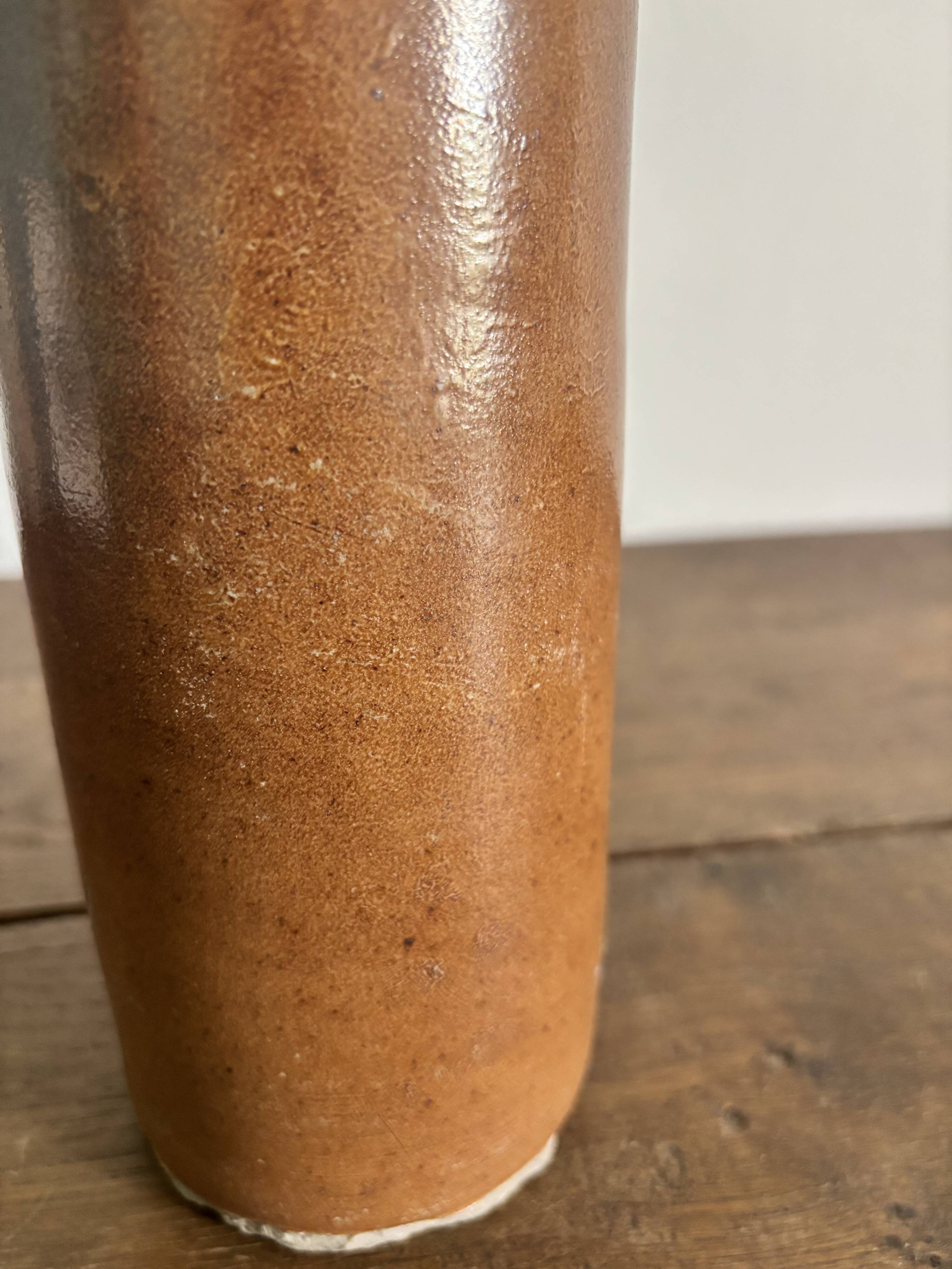 Vintage brown stoneware bottle – Large handled jug