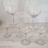 Champagne glasses in blown glass and chiseled decoration