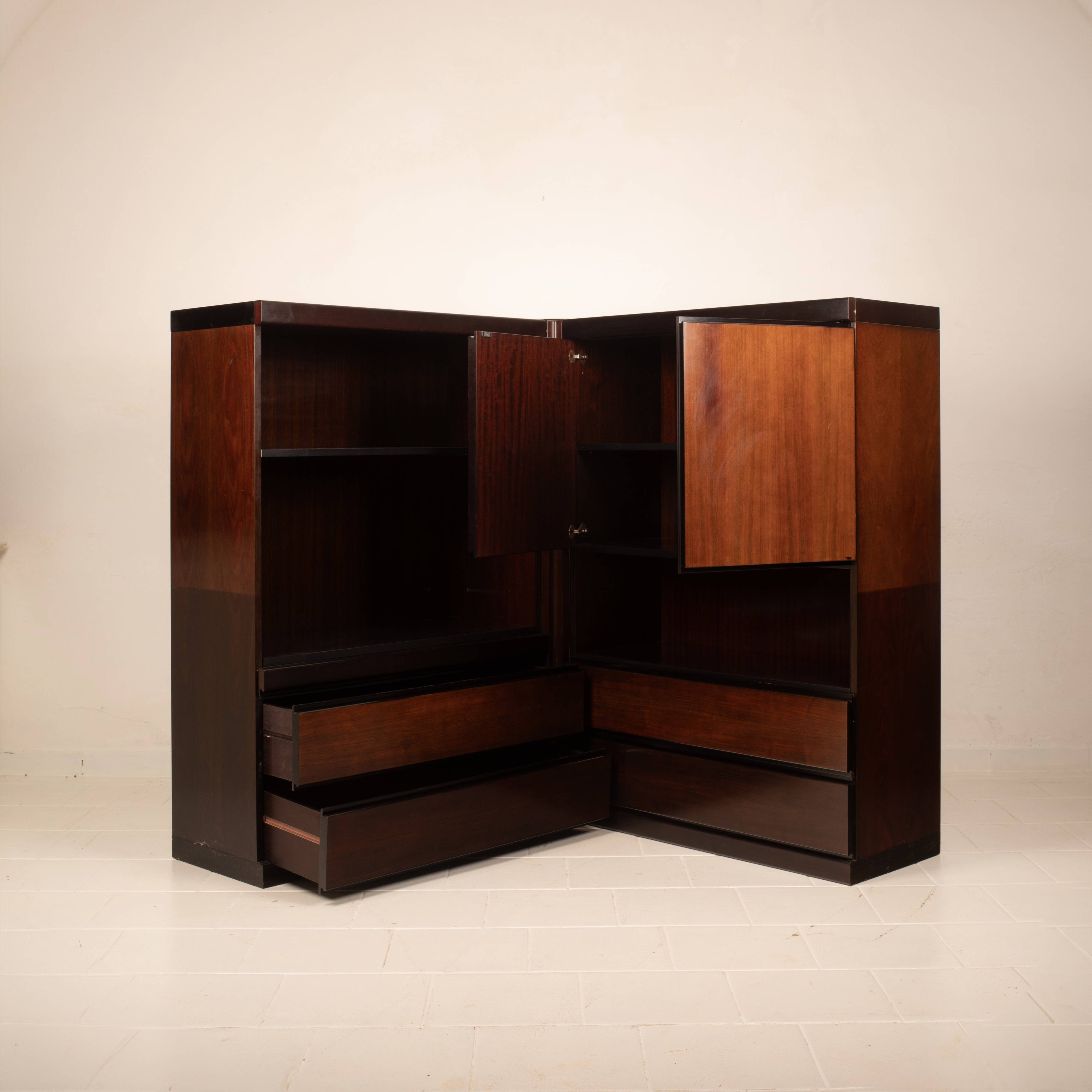 Pair of S11 Cabinets and Bar by Angelo Mangiarotti for Sorgente dei Mobili