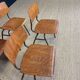 Ensemble de 4 chaises école bois années 70 Pays bas