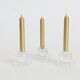 Lot of 3 vintage faceted crystal candle holders with flower base for slim candles.