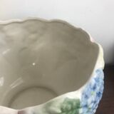 Vintage slip pot with hydrangea pattern