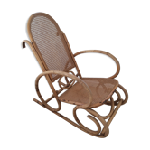 Rattan and caning vintage rocking chair