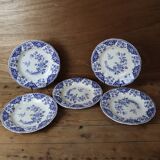 5 Gien Delft earthenware soup plates
