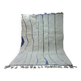 Tapis Béni Ourain Authentique 300x200 cm 100% Laine, Fait Main, Motifs Bleu