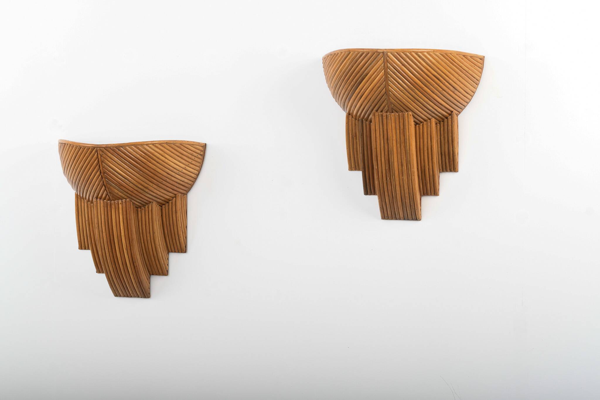 Pair of Rattan Wall Lamps