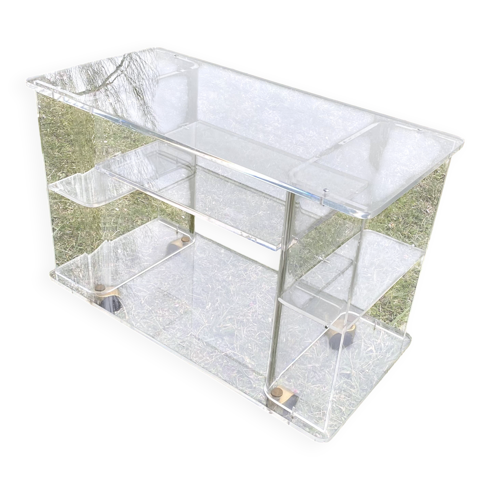Vintage 1970s Plexiglas rolling serving table