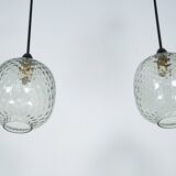 Pair of Mid-Century pendant lamps in smoked Murano glass, Italy, 1950s