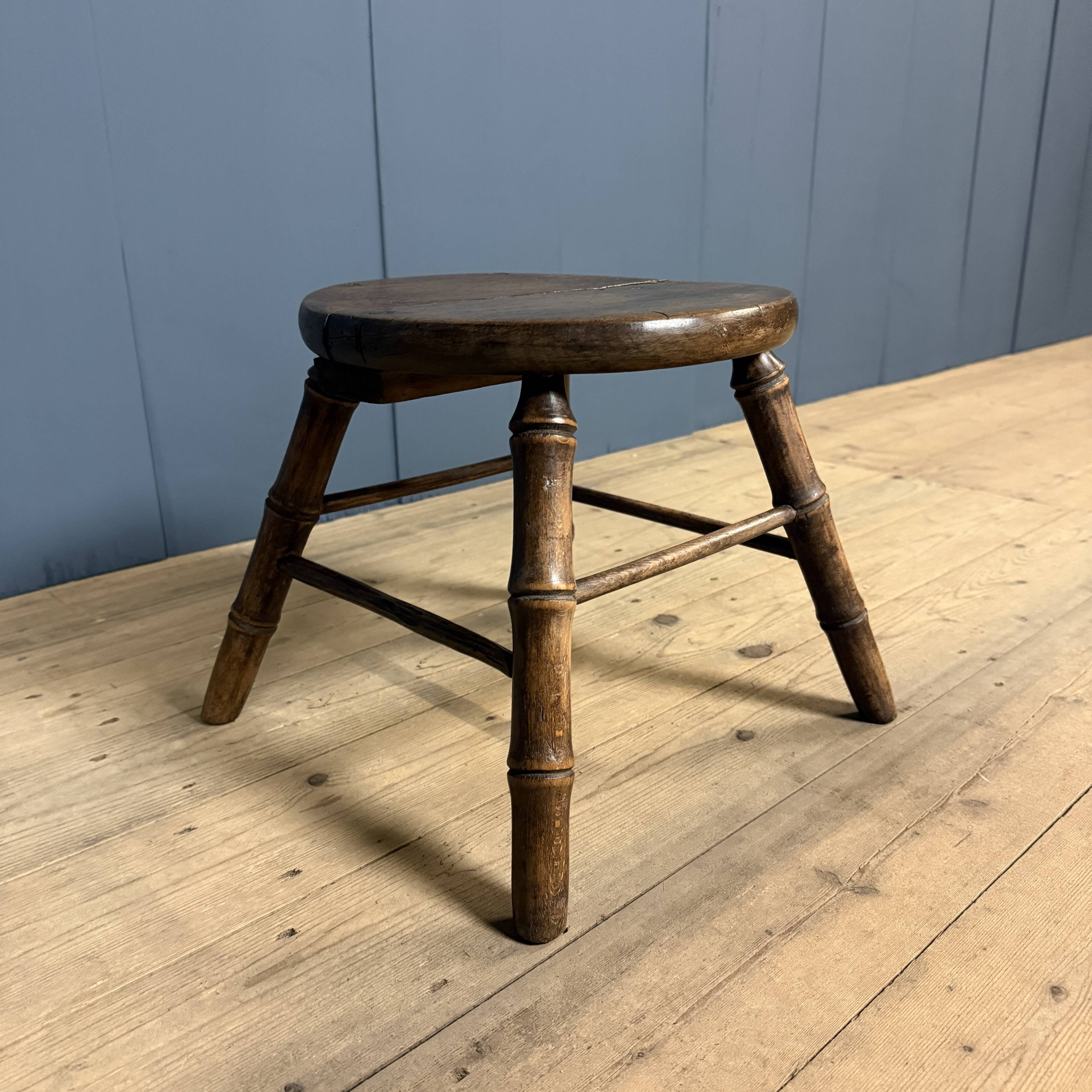 Faux bamboo stool made of beech wood