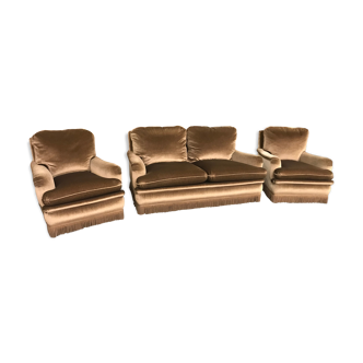 Sofa lounge two velvet armchairs 1970 Sanz