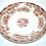 Set of 2 plates of bread in Opaque earthenware of Sarreguemines with faison - brown screen printing