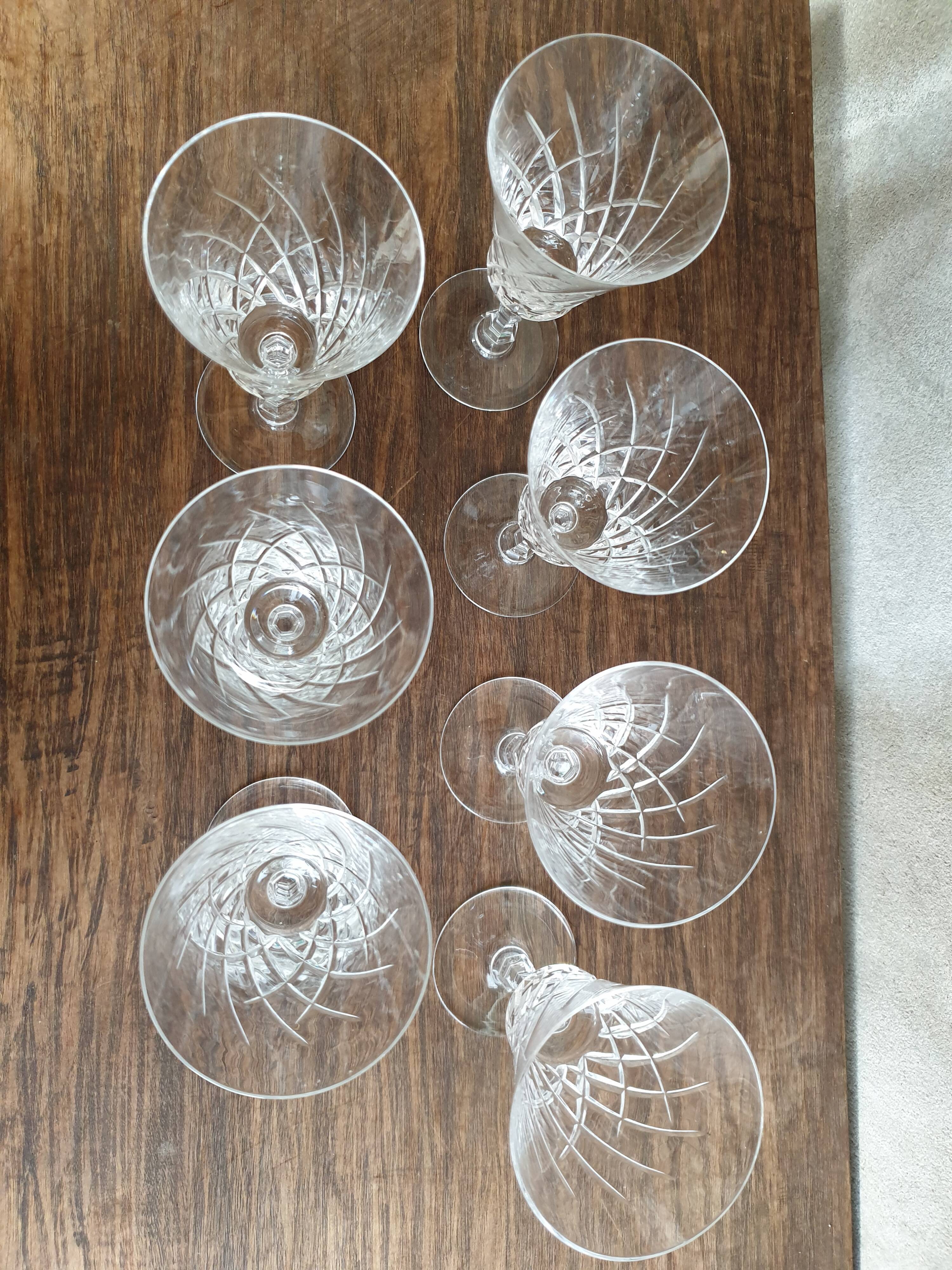 set of 7 crystal glasses