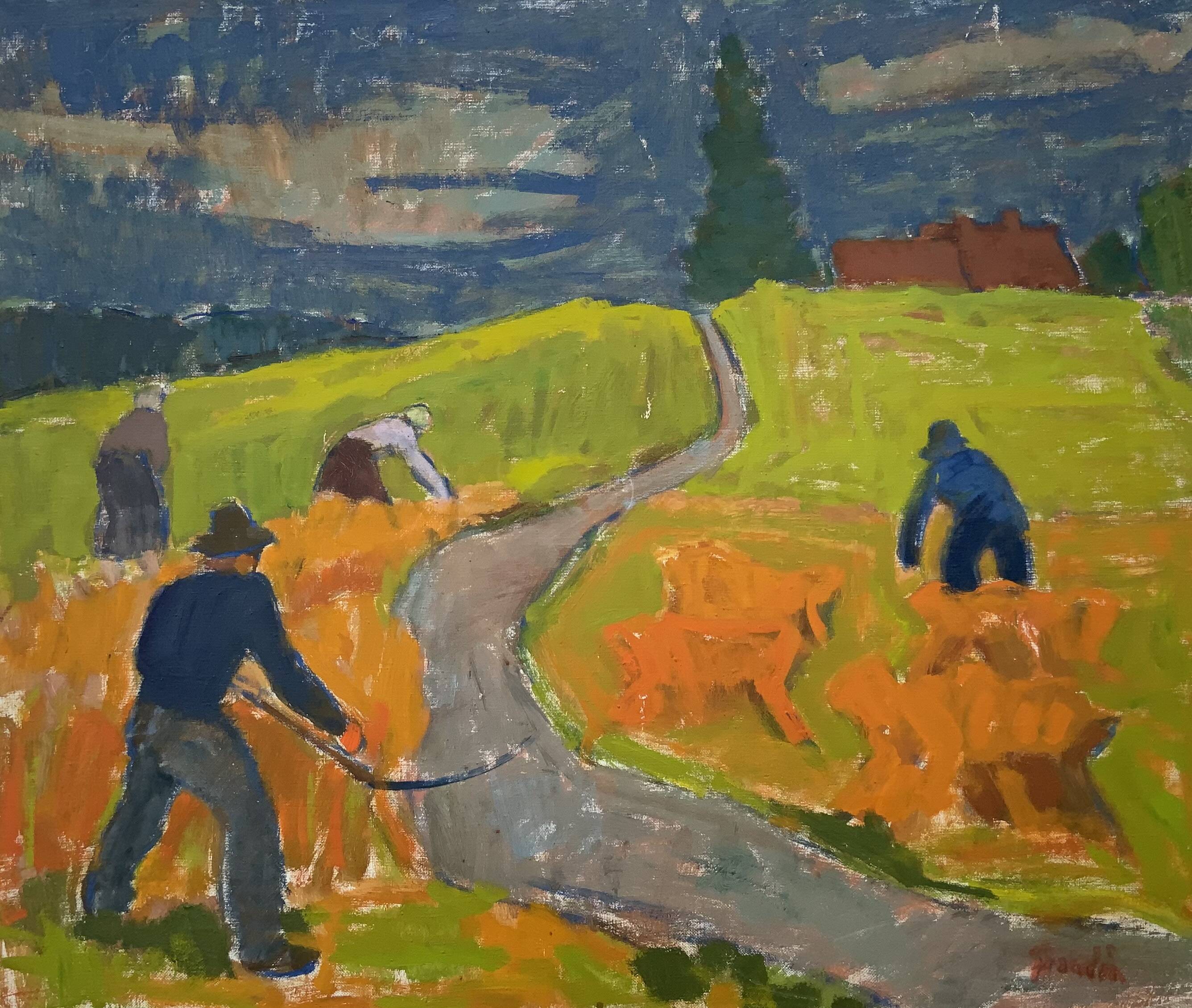 Svan Grandin (1906- 1982) Large Vintage Oil on Canvas Landscape, signed