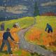 Svan Grandin (1906- 1982) Large Vintage Oil on Canvas Landscape, signed