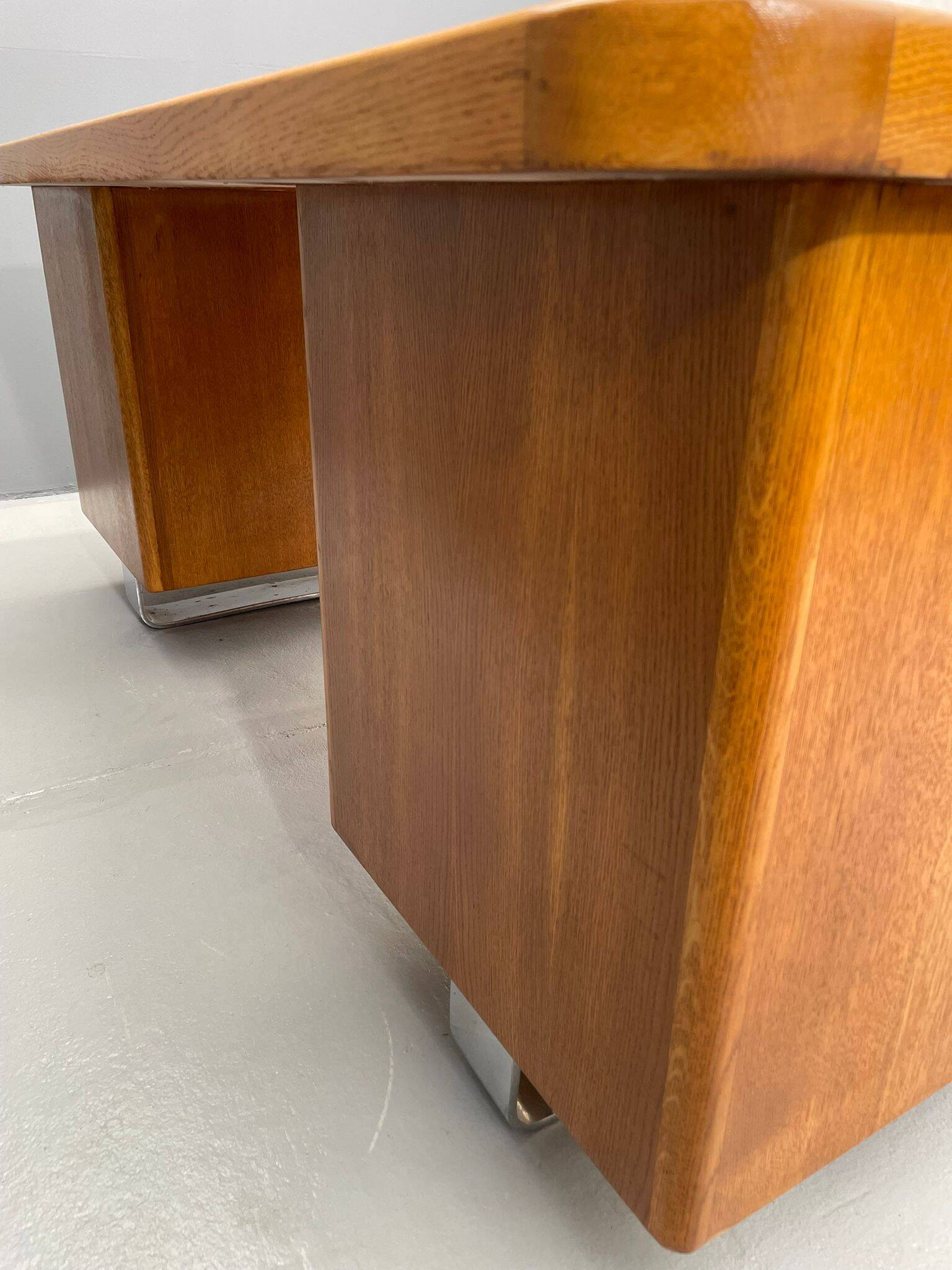 Bauhaus Walnut Writing Desk with Red Top