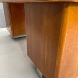 Bauhaus Walnut Writing Desk with Red Top