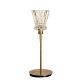 Table lamp with a crystal glass lampshade, like a vase and a golden base