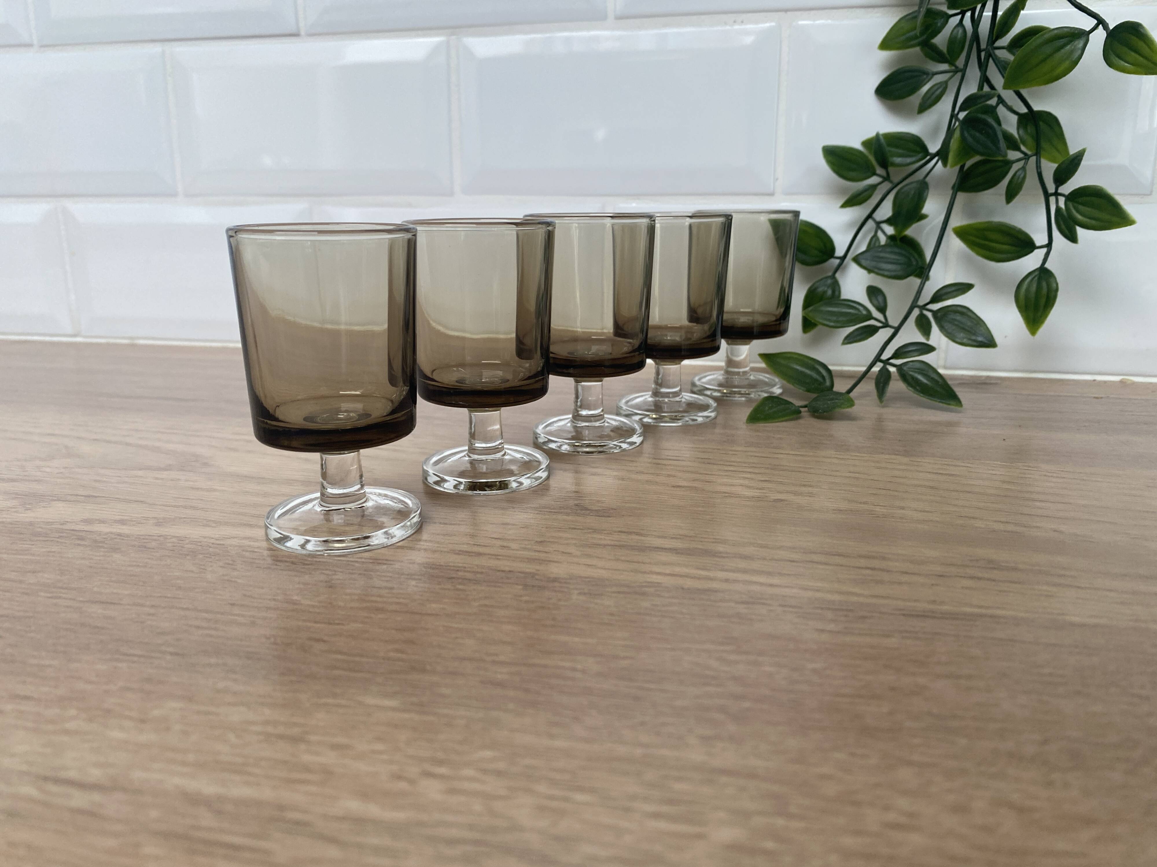 Set of 5 Luminarc Sweden smoked liqueur glasses