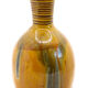 Saffron yellow enamelled earthenware vase with khaki green glazes from Meyssac, Corrèze