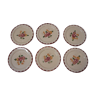 6 assiettes à dessert faïence Longchamp de 1940/50 décor peint main