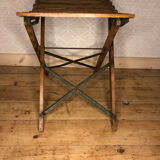 Wooden and iron slatting stool