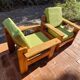 Pair of vintage brutalist lounge chairs in solid pine, 1980s DLG Regain