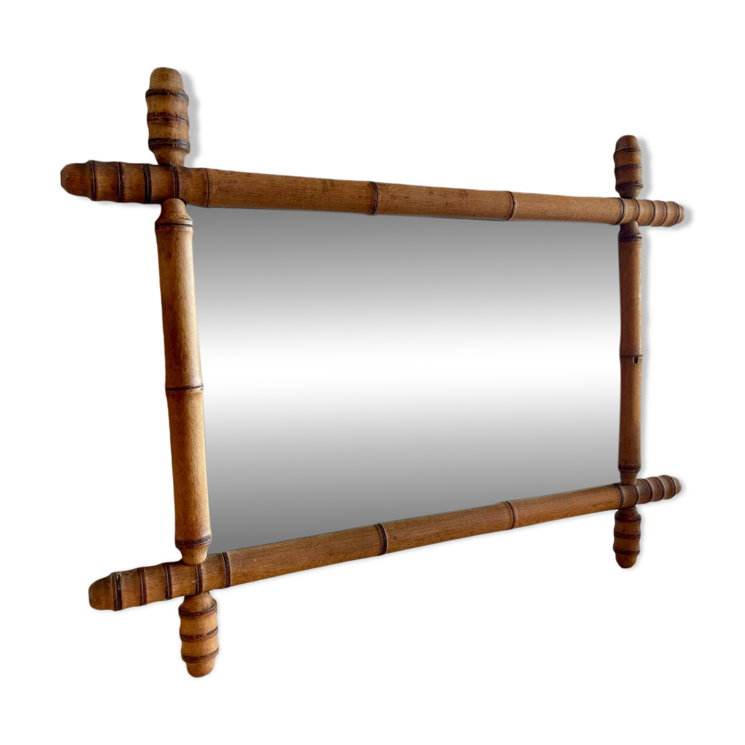 Miroir années 30 style bambou en bois