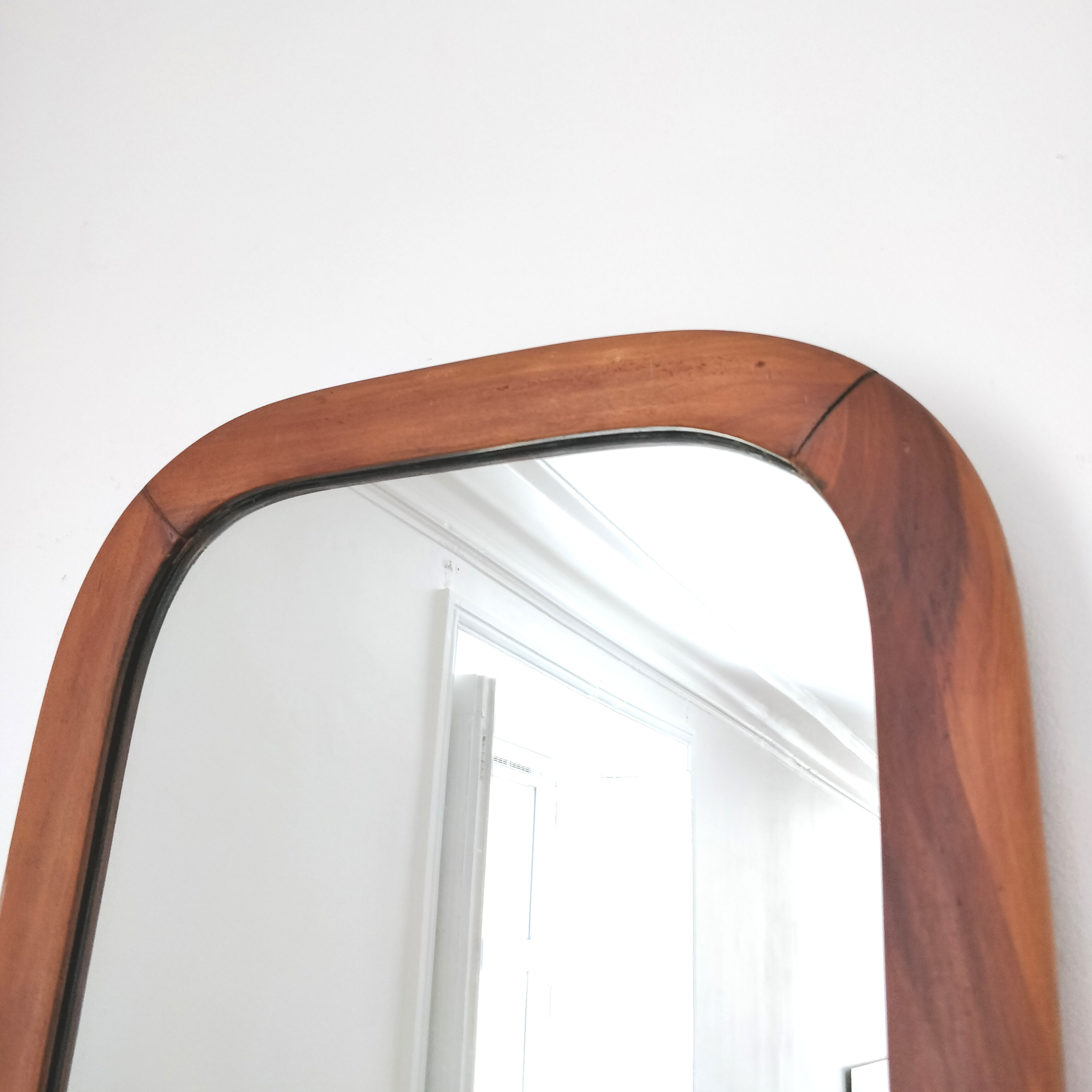 Vintage wooden mirror rounded corners 37x57cm