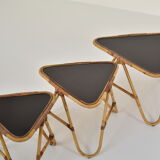 Set of three bamboo pull out tables by Rohé Noordwolde, The Netherlands 1950