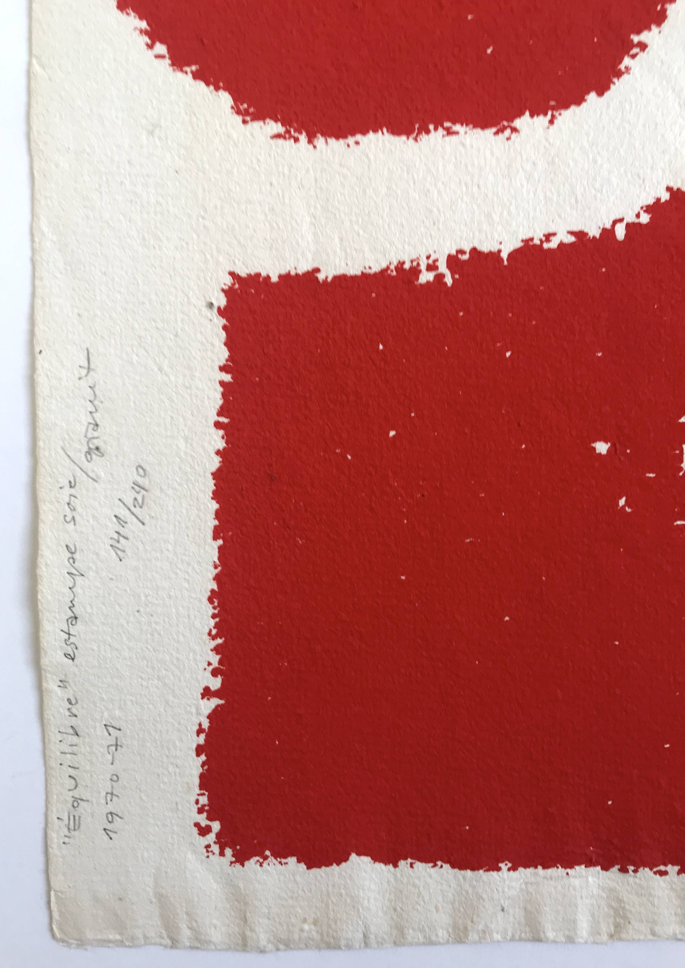 Pierre SZÉKELY, Equilibre, 1971. Silkscreen relief signed in pencil