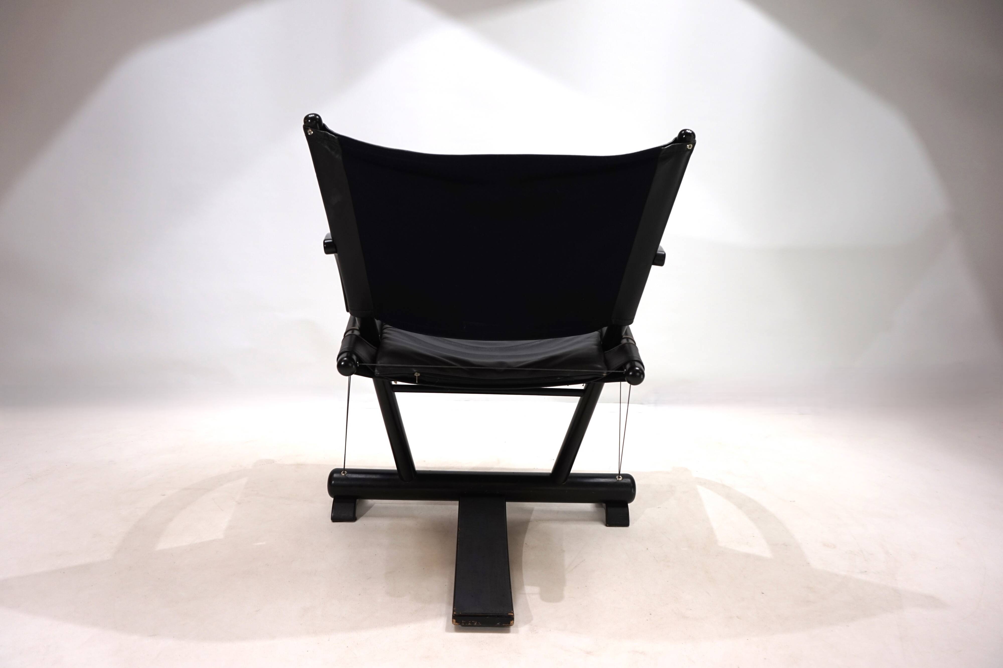 Fauteuil lounge en cuir Weishäupl Werkstätten String, 1980