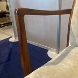 Set of 2 chairs and 2 armchairs in wood and gray velvet