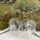 3 antique crystal champagne coupes with engraved decoration