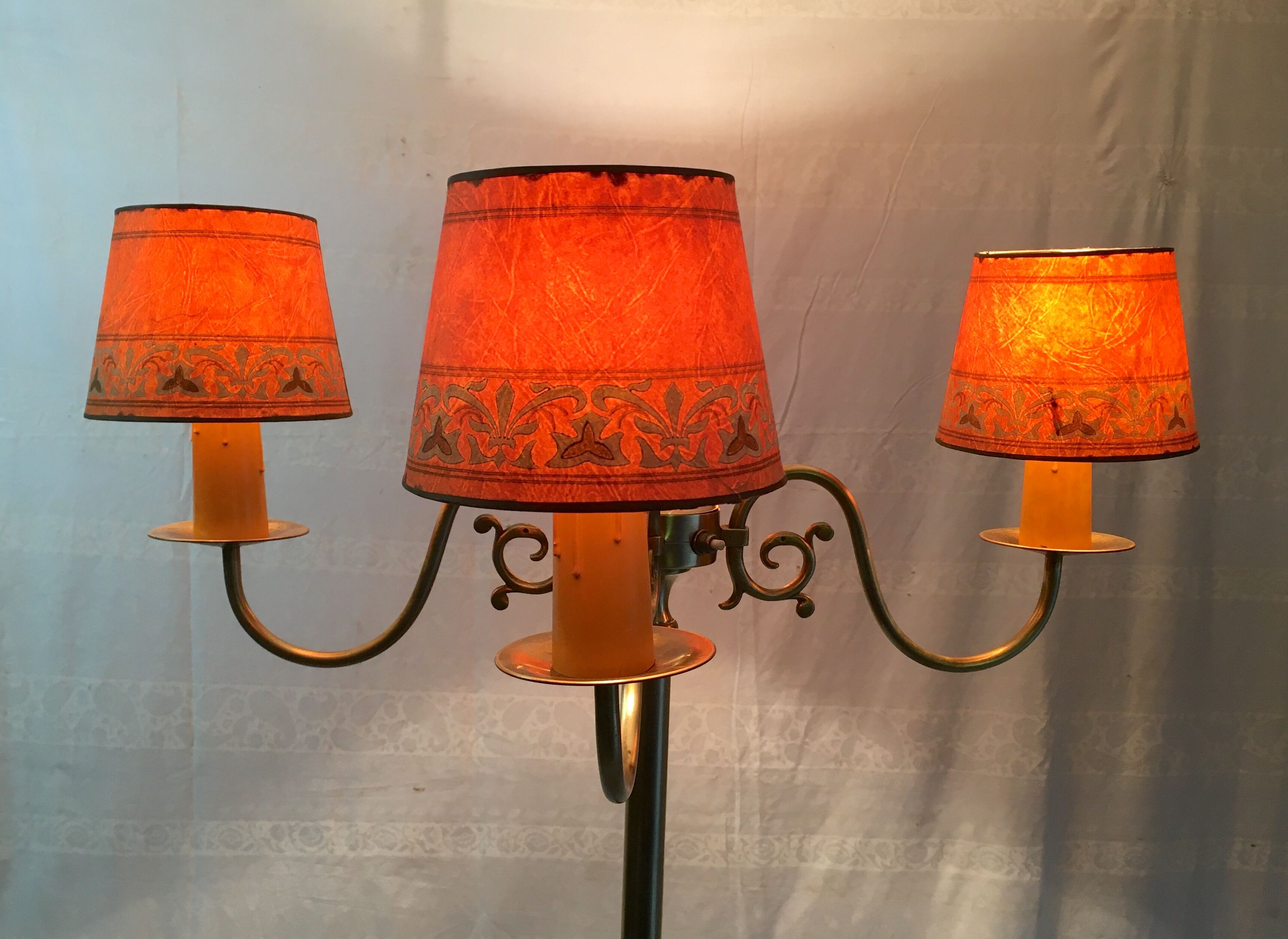 Lamppost 4 solid brass lights - mid-20th