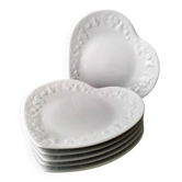 6 Assiettes à dessert en porcelaine Ph. Deshoulières  Modèle California