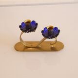 Vintage Scandinavian candle holder in brass and glass 1960