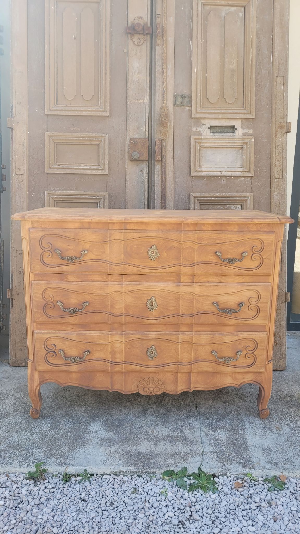 Louis xv style chest of drawers in pickled cherry