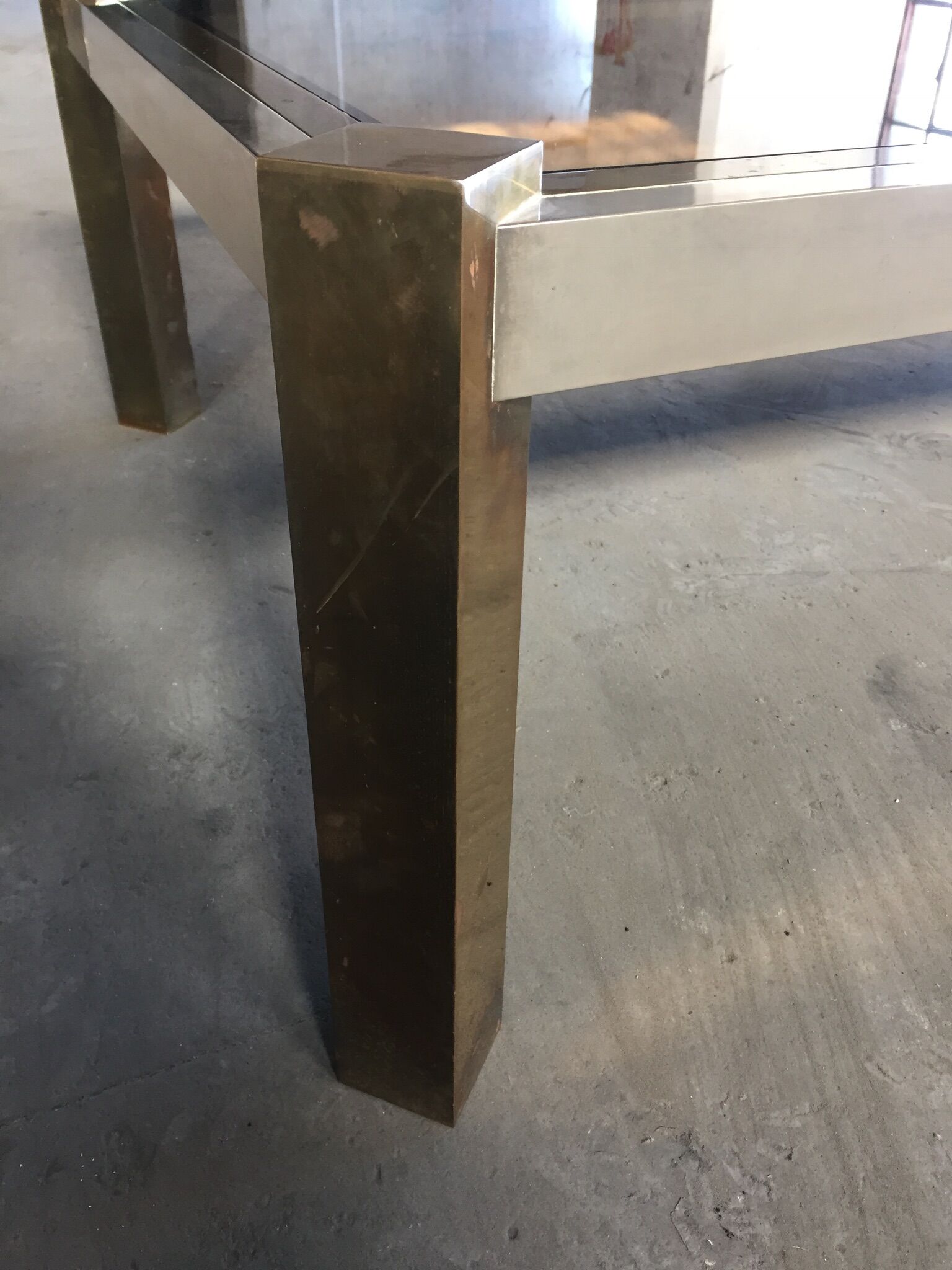 Brass and brushed steel table 1970
