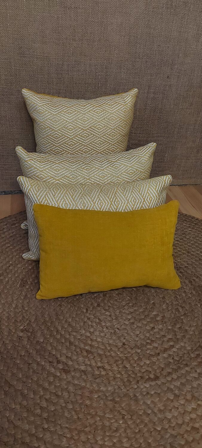 Set of yellow mustard cushions