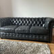 Authentic chesterfield 3-seater sofa fleming & howland - black leather