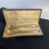 Salad cutlery service, filled silver, gold metal, France