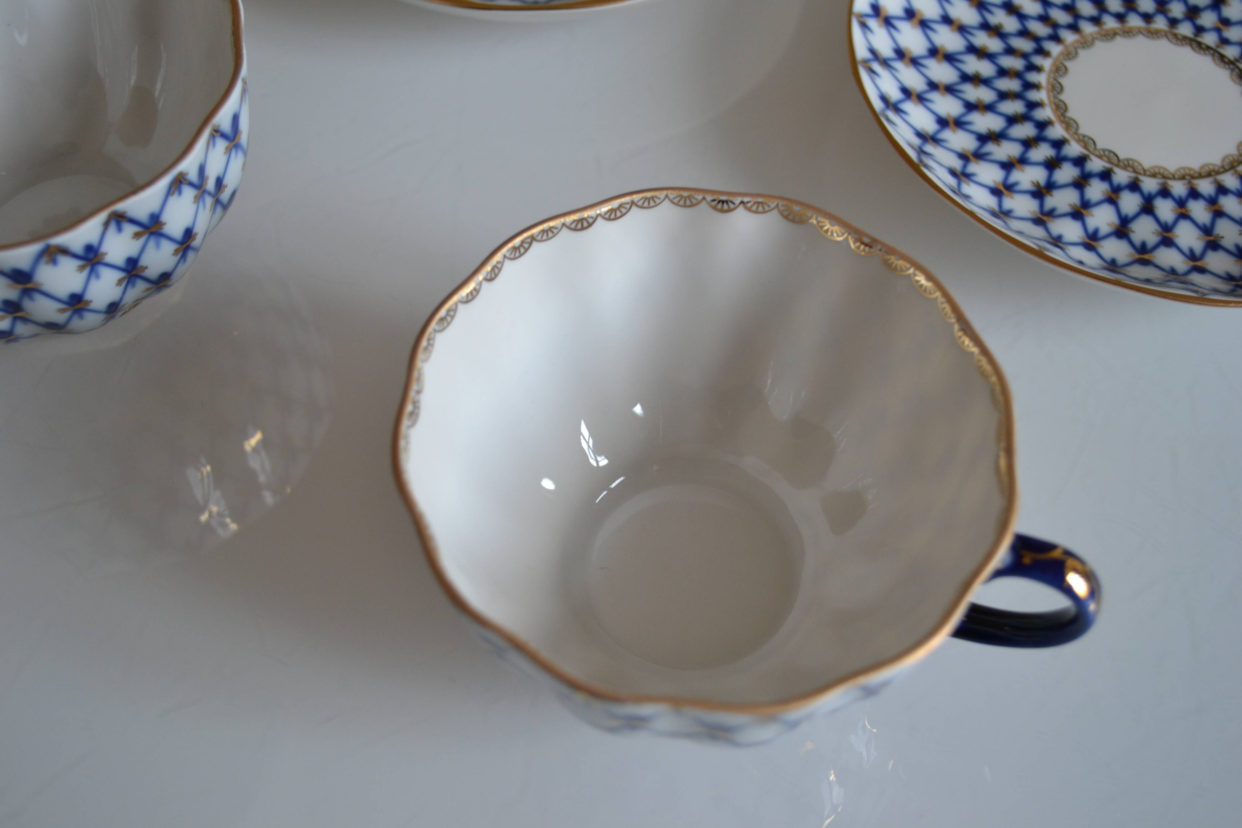 2 Russian Lemonosov porcelain tea cups