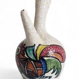 Vintage Spanish Ceramic Porrón, Hand-Painted Rooster, 1960s