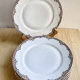 6 assiettes plates porcelaine fine F. Legrand 1920